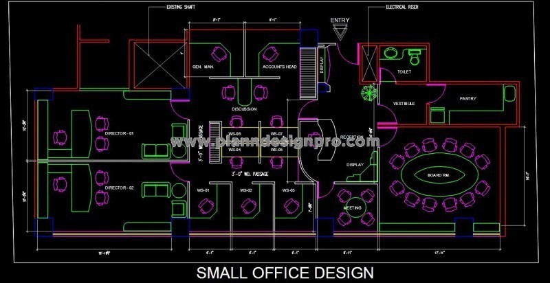Small Office Autocad Layout - Reception, Workstations & More
